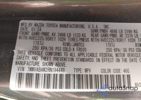 2024 Mazda Cx-50 Select from USA, damaged, VIN 7MMVABAM2RN194448